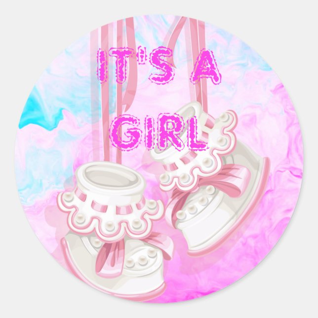 Maßgeschneiderte IT-Aufkleber für das Baby-Gender- Runder Aufkleber (Vorderseite)