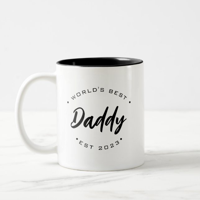 Maßgeschneiderte Jahreszeit der Beste Papa der Wel Zweifarbige Tasse (Links)
