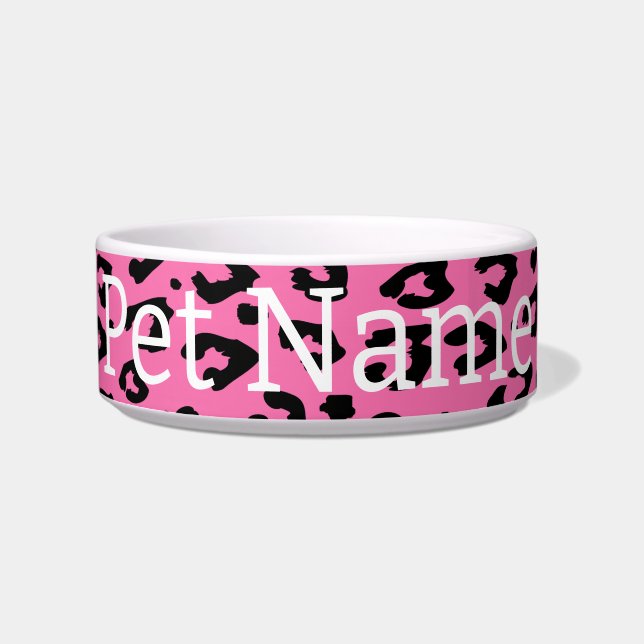 Maßgeschneiderte Katzenschale mit rosa Leoparden Napf (Vorderseite)
