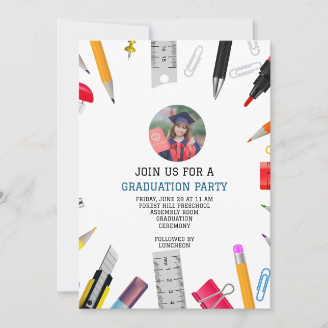 Maßgeschneiderte Kindervorschulen für moderne Absc Einladung (Vorderseite)