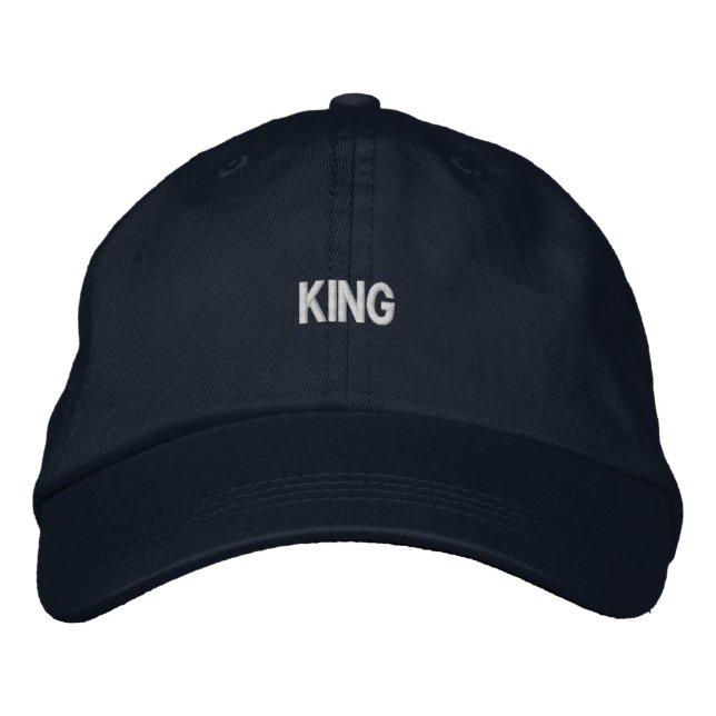 Maßgeschneiderte KING Hats Haair Accessoires Navy  Bestickte Baseballkappe (Vorderseite)