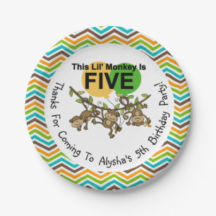 Maßgeschneiderte Kleine Affen 5th Birthday Paper T Pappteller