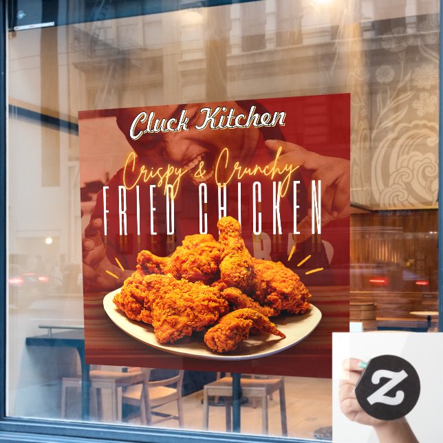 Maßgeschneiderte knusprige Konditorei-Hühnerpromo Fensteraufkleber (Café-Fenster)