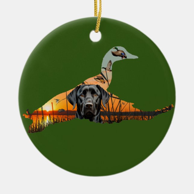 Maßgeschneiderte Labrador Retriever Ornament, Ente Keramik Ornament (Vorne)