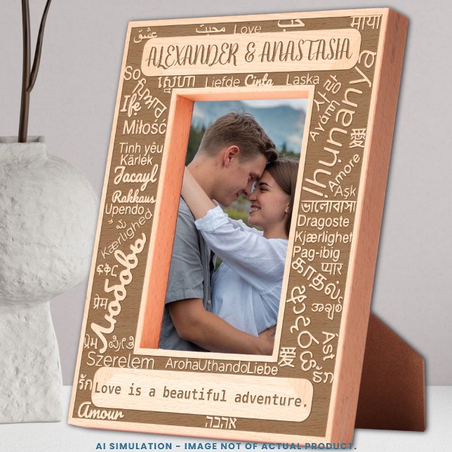 Maßgeschneiderte Lasergravur "LIEBE" in 50 Sprache Geätzte Rahmen (Von Creator hochgeladen)