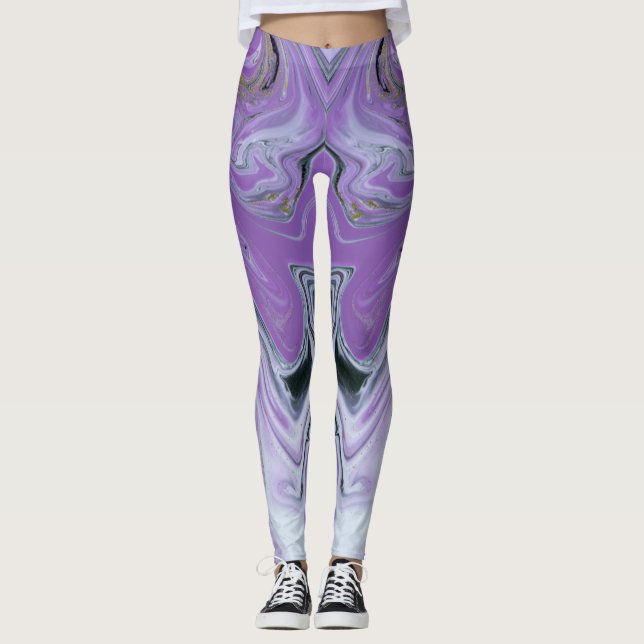 Maßgeschneiderte Leggings mit Aquarellblau (Vorderseite)