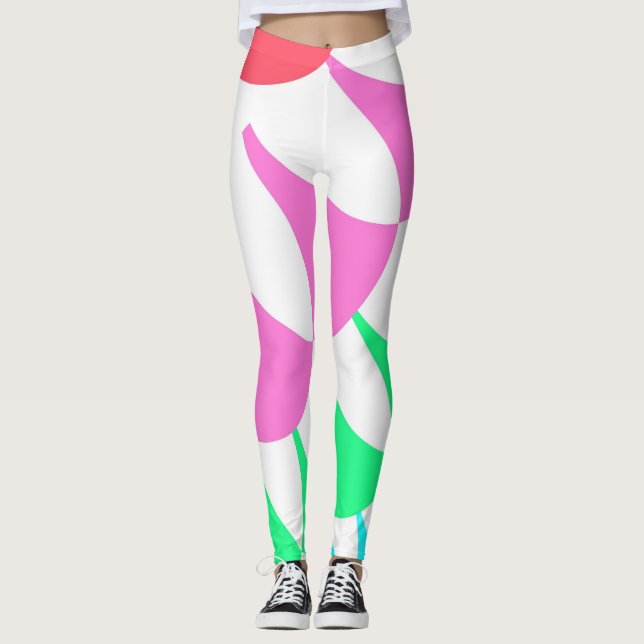 Maßgeschneiderte Leggings mit weißem Regenbogen (Vorderseite)