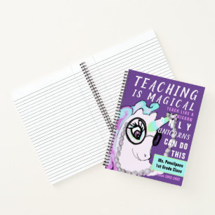 Maßgeschneiderte Lehrerin Unicorn Lila Magazine Notizbuch