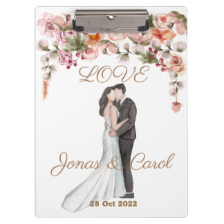 Maßgeschneiderte Liebe Hochzeit Wasserfarben flora Klemmbrett
