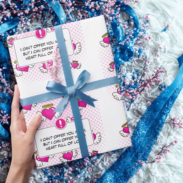 Maßgeschneiderte Liebe msg Comic Buch Stil Herzges Geschenkpapier (Von Creator hochgeladen)