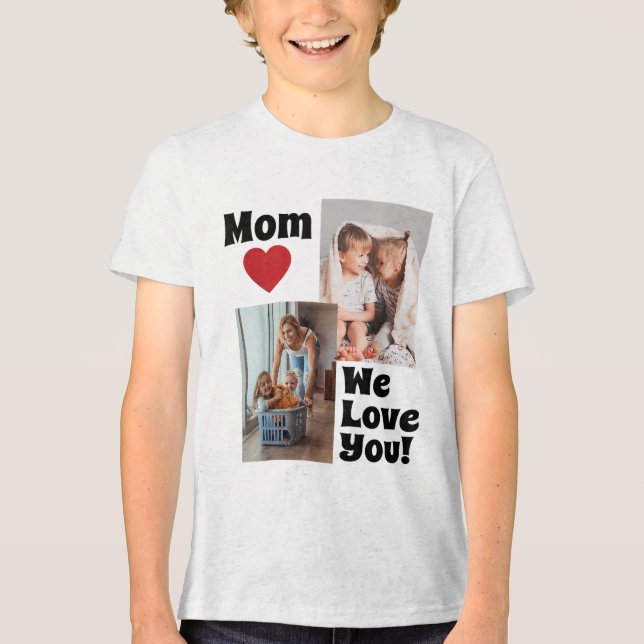 Maßgeschneiderte Liebe Sie Mama Foto - Personalisi Tri-Blend Shirt (Vorderseite)