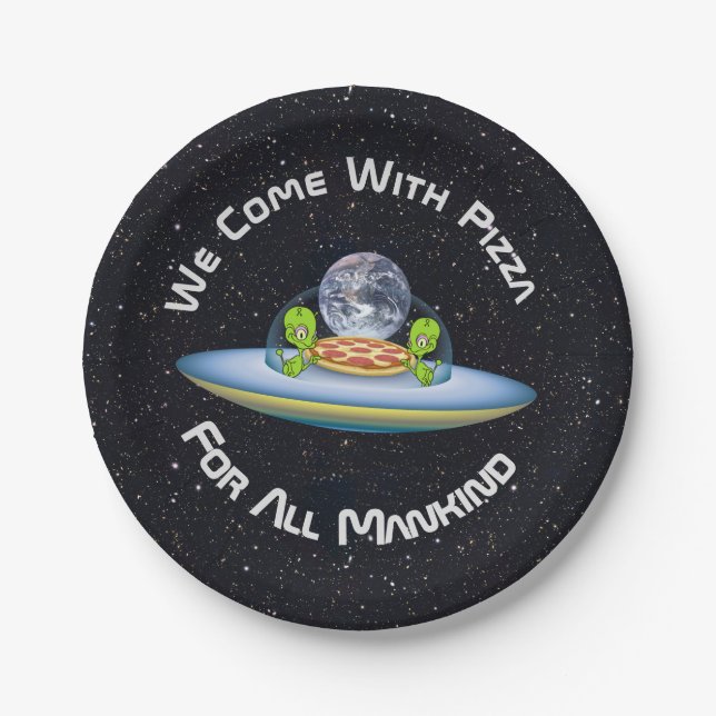 Maßgeschneiderte Lieferung von UFO Pizza Pappteller (Vorderseite)