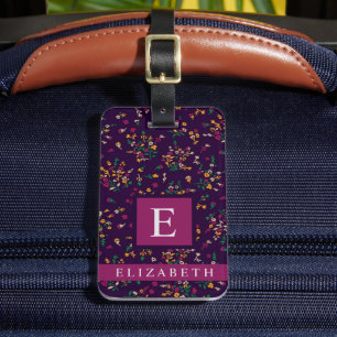 Maßgeschneiderte, Lila, blumengrün-gelbe Blume Gepäckanhänger