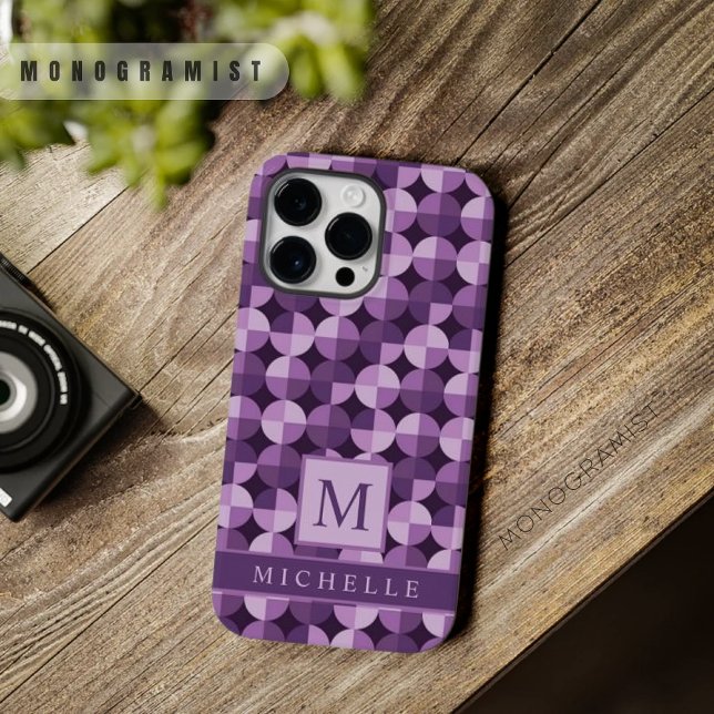 Maßgeschneiderte, Lila geometrische, helle Dunkelh Case-Mate iPhone Hülle (Customizable Bright Light Dark Purple Geometric Case-Mate iPhone Case)