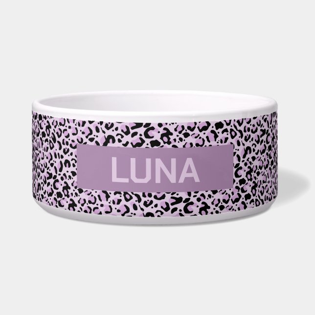 Maßgeschneiderte Lila Leopard-Pet-Box Napf (Vorderseite)