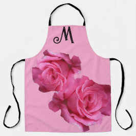 Maßgeschneiderte M Monogramm hübsch rosa Rosa Blüt Schürze