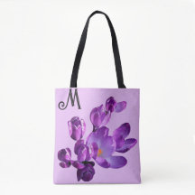 Maßgeschneiderte M monogramm violette Blüten boho 