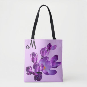 Maßgeschneiderte M monogramm violette Blüten boho