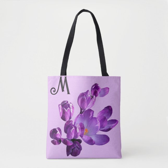 Maßgeschneiderte M monogramm violette Blüten boho  (Vorderseite)