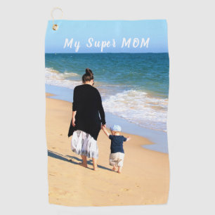 Maßgeschneiderte Mama Foto Golf Handtuchgeschenk m Golfhandtuch