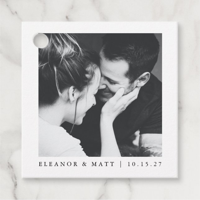 Maßgeschneiderte Minimalistische Schwarz-weiße Paa Geschenkanhänger (Vorderseite)