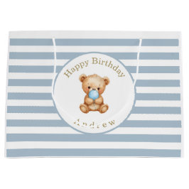 Maßgeschneiderte Minimalistische Streifen Teddy Be Große Geschenktüte