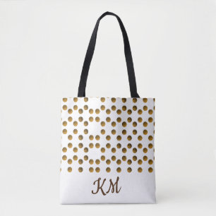 Maßgeschneiderte Mit Monogramm Golden Dots Tote Ta