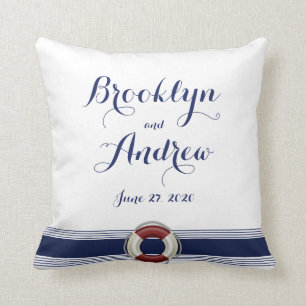 Maßgeschneiderte Mit Monogramm, nautische Hochzeit Kissen