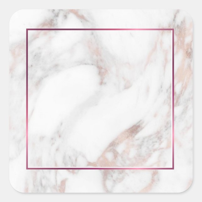 Maßgeschneiderte moderne Elegante Rose Gold Marble Quadratischer Aufkleber (Vorderseite)