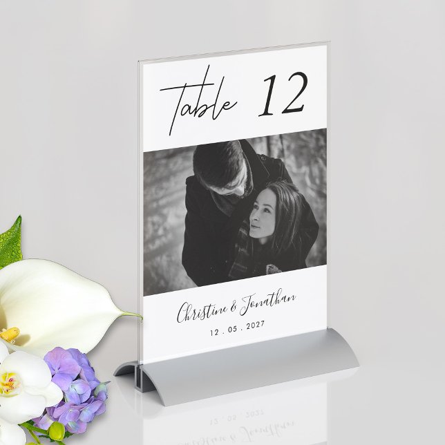 Maßgeschneiderte moderne Foto Hochzeit Tischnummer (Custom Elegant Modern Photo Wedding Table Number)