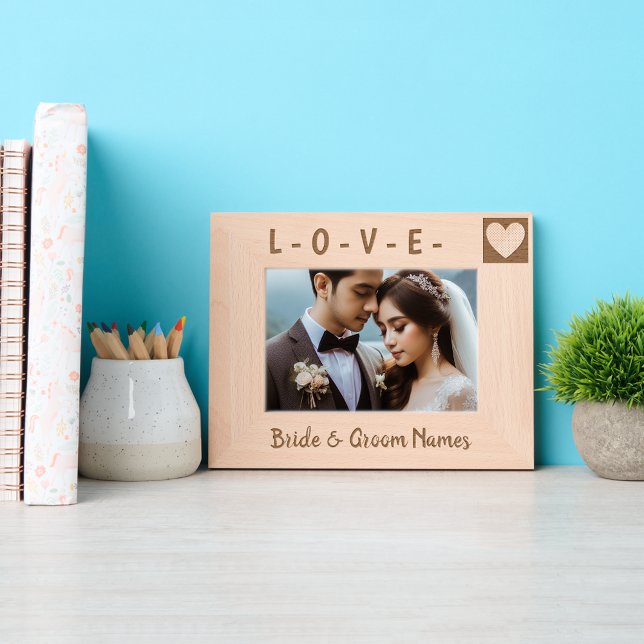 Maßgeschneiderte moderne Herzkunst, Braut und Bräu Geätzte Rahmen (Von Creator hochgeladen)