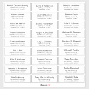 Maßgeschneiderte, moderne Hochzeitsgast-Aufkleber Aufkleber