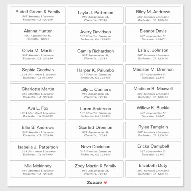 Maßgeschneiderte, moderne Hochzeitsgast-Aufkleber Aufkleber (Blatt)