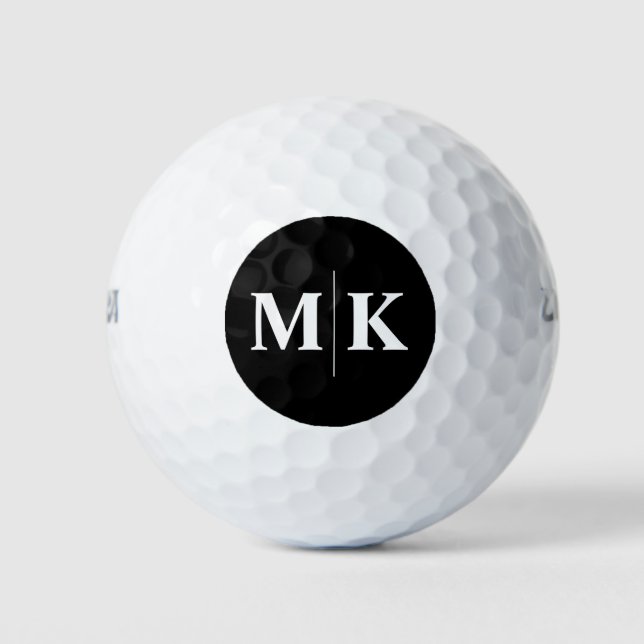 Maßgeschneiderte moderne Initialen schwarz Golfball (Vorderseite)
