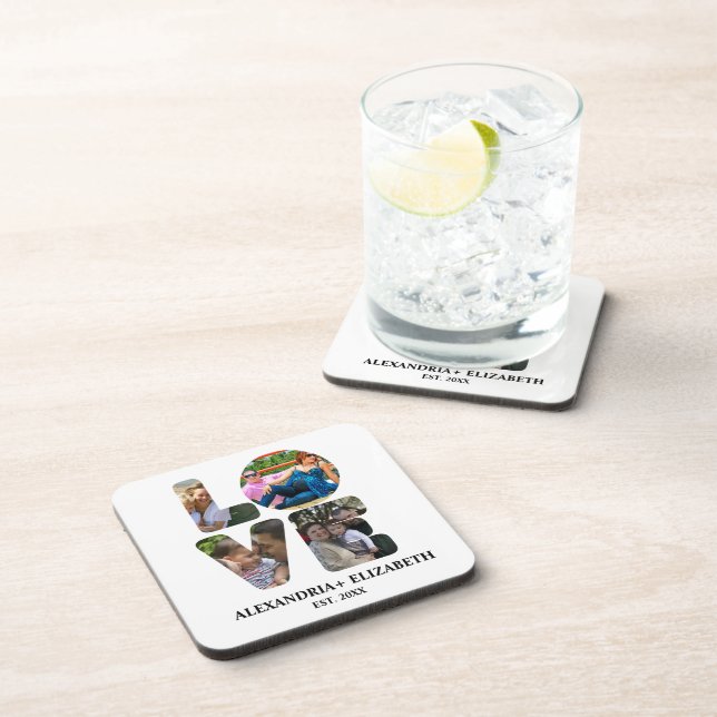 Maßgeschneiderte moderne Liebe 4 Foto Collage für  Getränkeuntersetzer (Rechte Seite)