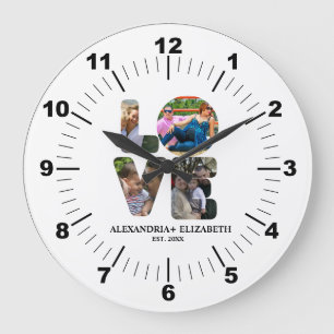 Maßgeschneiderte moderne Liebe 4 Foto Collage für  Große Wanduhr