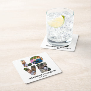 Maßgeschneiderte moderne Liebe 4 Foto Collage für Rechteckiger Pappuntersetzer