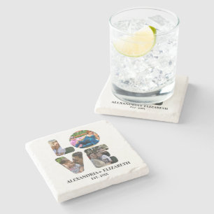 Maßgeschneiderte moderne Liebe 4 Foto Collage für Steinuntersetzer