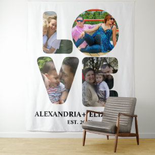 Maßgeschneiderte moderne Liebe 4 Foto Collage für  Wandteppich