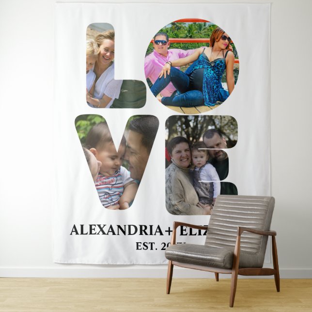 Maßgeschneiderte moderne Liebe 4 Foto Collage für  Wandteppich (Beispiel)