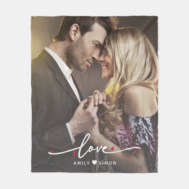 Maßgeschneiderte moderne Liebe Minimal 1 Foto Deck Fleecedecke (Vorderseite)