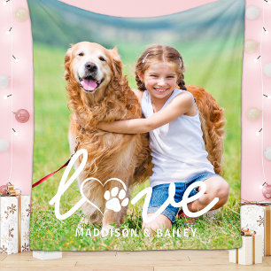 Maßgeschneiderte, moderne LIEBE Pet Foto Pfosten P Fleecedecke