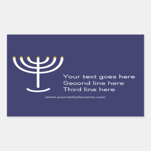 Maßgeschneiderte moderne Menorah White Navy Gold  Rechteckiger Aufkleber