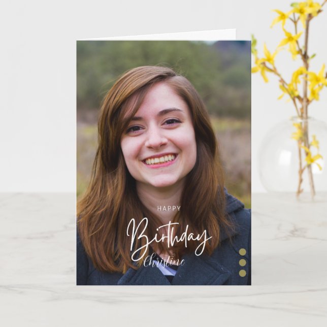 Maßgeschneiderte moderne Minimalistische Geburtsta Karte (Gelbe Blume)