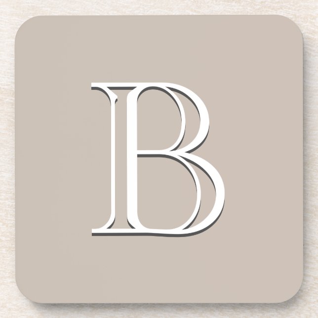 Maßgeschneiderte moderne Mit Monogramm Erstbeige W Getränkeuntersetzer (Vorderseite)