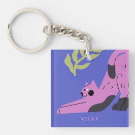 Maßgeschneiderte, moderne Pink Kitty Cat Schlüsselanhänger