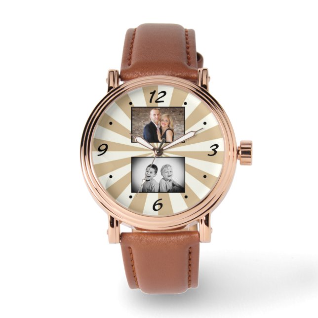 Maßgeschneiderte, moderne Sun Beam 2. FotoCollage Armbanduhr (Vorderseite)