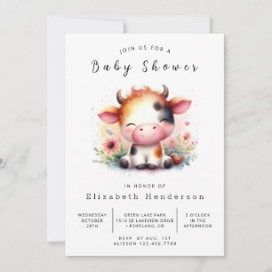 Maßgeschneiderte moderne Whimsical Kuh Baby Dusche Einladung