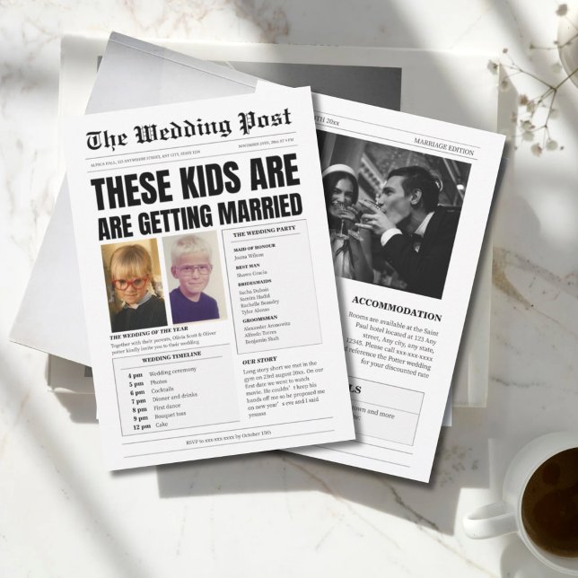 Maßgeschneiderte Monografie, lustige Zeitungshochz Einladung (Von Creator hochgeladen)