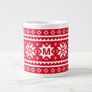 Maßgeschneiderte Monogramm große große Weihnach Jumbo-Tasse